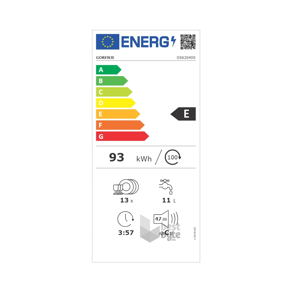 Gorenje GS 62040S szürke, programok száma: 5, szabadonálló, 13 terítékes mosogatógép 