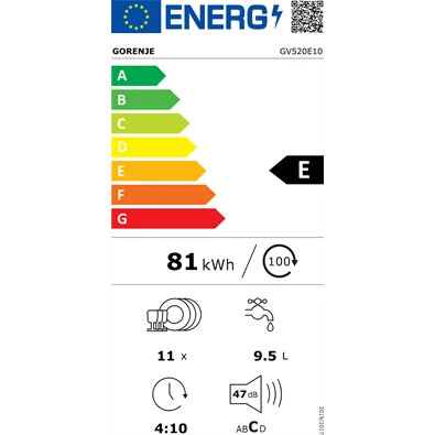 Gorenje GV520E10 beépíthető 11 terítékes mosogatógép