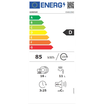 Gorenje GV661D60 beépíthető mosogatógép
