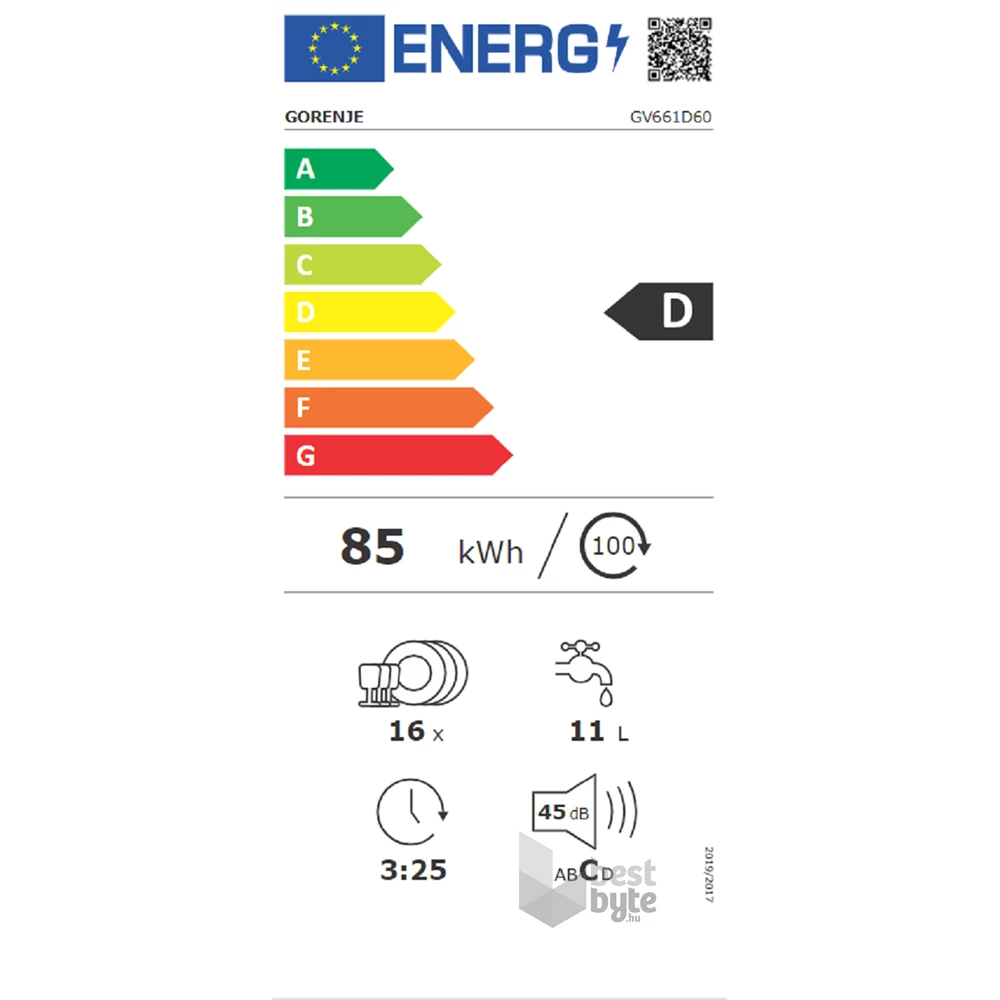Gorenje GV661D60 beépíthető mosogatógép