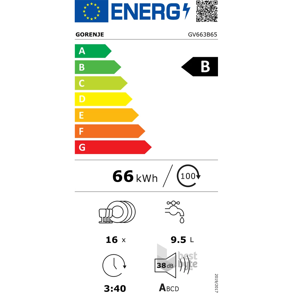 Gorenje GV663B65 programok száma: 8, beépíthető, 16 terítékes mosogatógép 