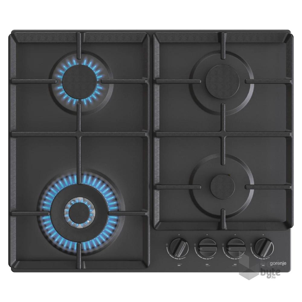 Gorenje GW641BFB fekete, beépíthető, gáz, főzőzóna: 3 +1 wok égőfej, beépíthető méret: 56cm, főzőlap