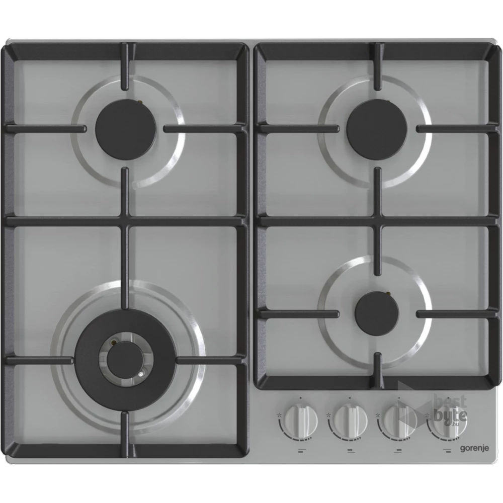 Gorenje GW641EX inox, beépíthető, gáz, főzőzóna: 3 +1 wok égőfej, beépíthető méret: 56cm, főzőlap