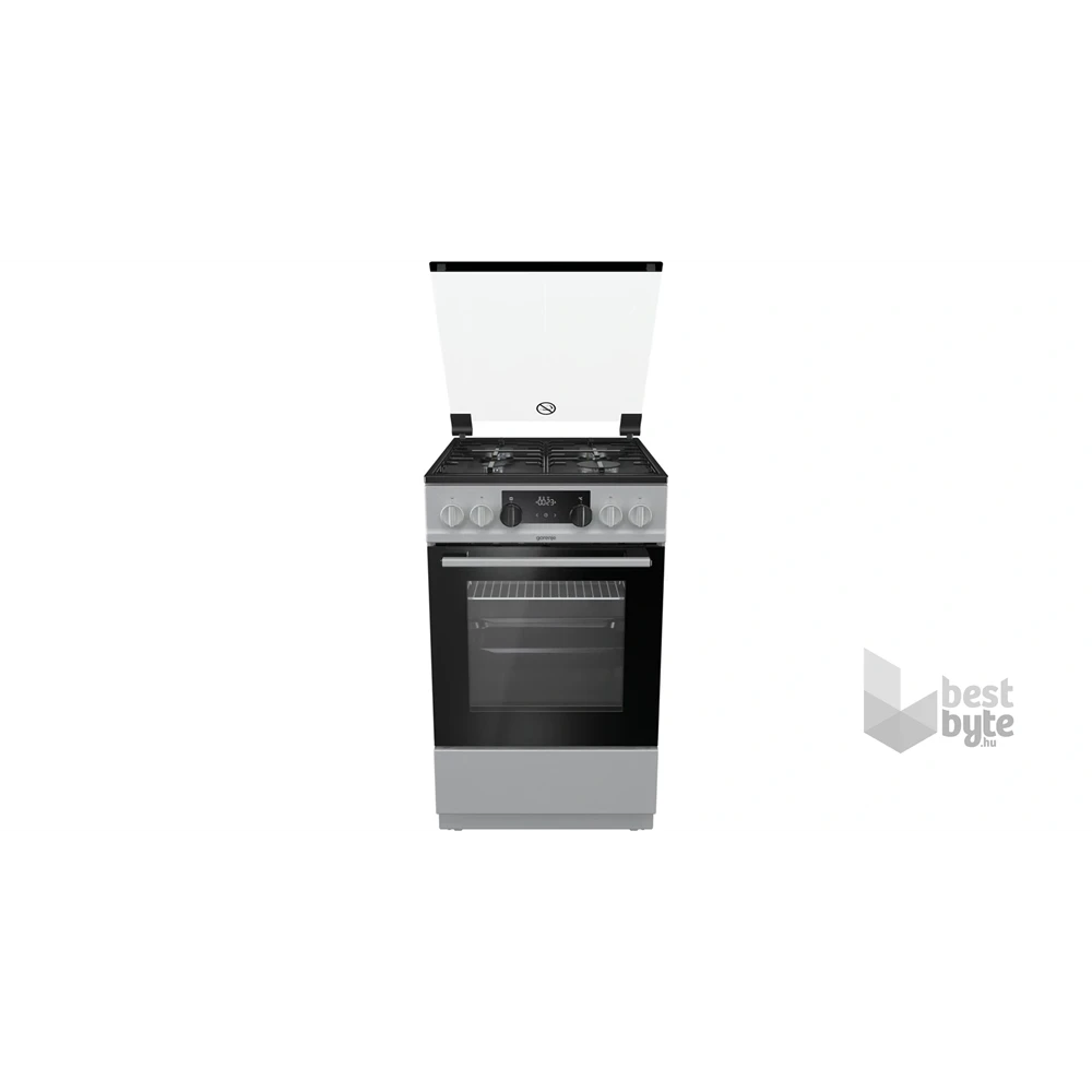 Gorenje K5341SH-B inox, szabadonálló, gáz, kombinált, főzőzóna: 4, sütő:70L, grill, tűzhely