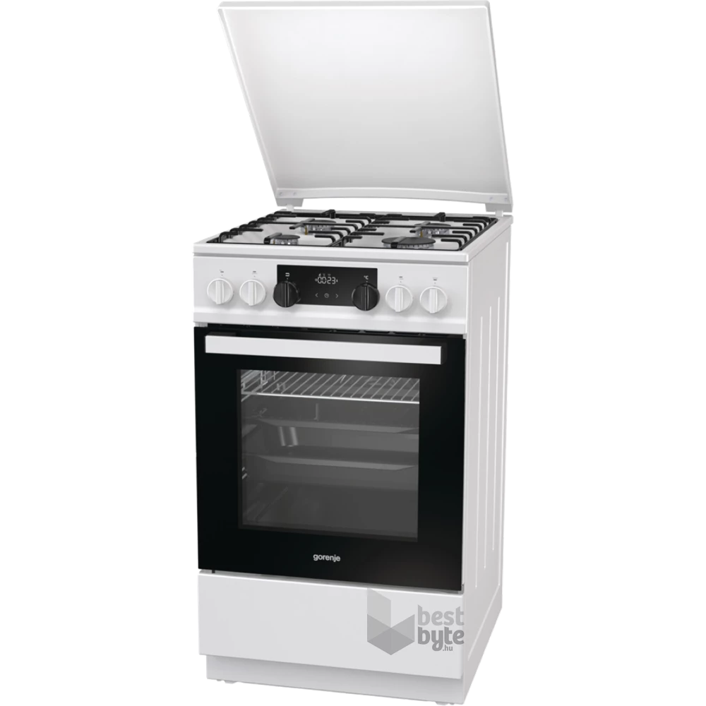 Gorenje K5341WH-B fehér, szabadonálló, gáz, kombinált, főzőzóna: 4, sütő:70L, grill, tűzhely