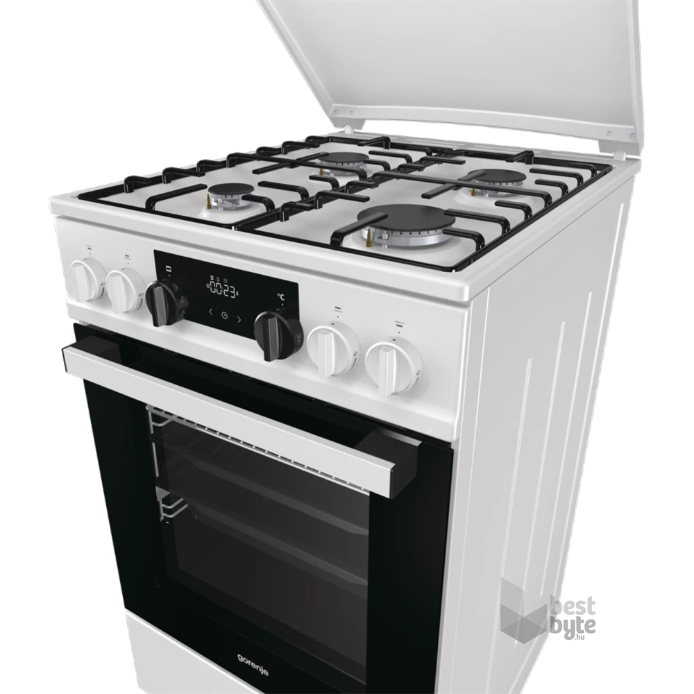 Gorenje K5341WH-B fehér, szabadonálló, gáz, kombinált, főzőzóna: 4, sütő:70L, grill, tűzhely