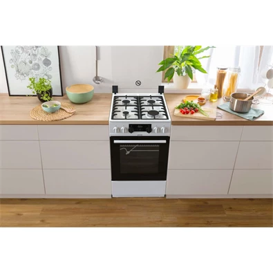 Gorenje KS5350WF fehér, szabadonálló, gáz, kombinált, főzőzóna: 4, sütő:70L, grill, tűzhely