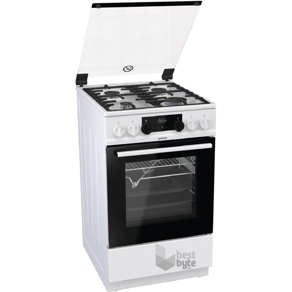 Gorenje KS5350WF fehér, szabadonálló, gáz, kombinált, főzőzóna: 4, sütő:70L, grill, tűzhely