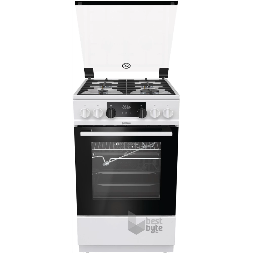 Gorenje KS5350WF fehér, szabadonálló, gáz, kombinált, főzőzóna: 4, sütő:70L, grill, tűzhely