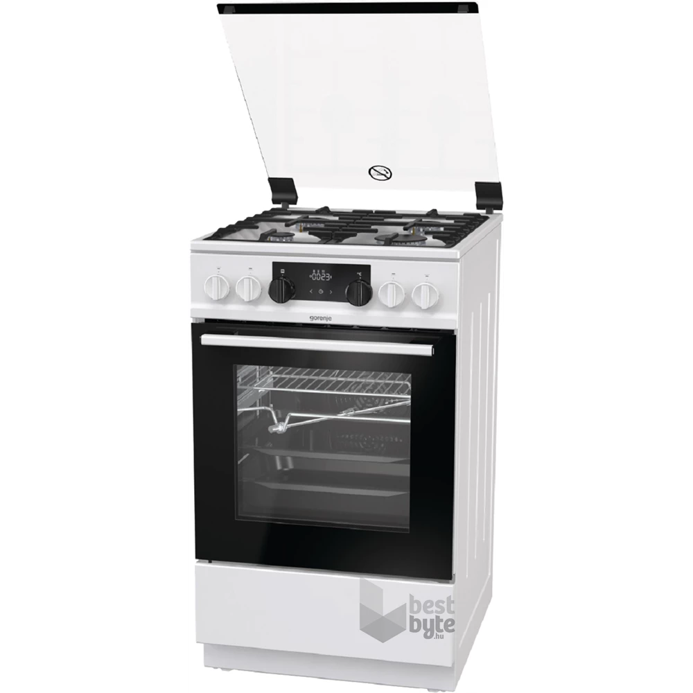 Gorenje KS5350WF fehér, szabadonálló, gáz, kombinált, főzőzóna: 4, sütő:70L, grill, tűzhely