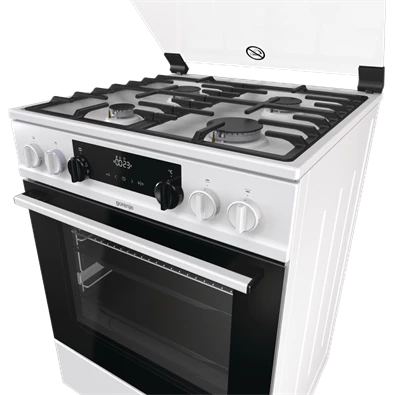 Gorenje KS6350WF fehér, szabadonálló, gáz, kombinált, főzőzóna: 4, sütő:71L, grill, tűzhely