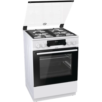 Gorenje KS6350WF fehér, szabadonálló, gáz, kombinált, főzőzóna: 4, sütő:71L, grill, tűzhely