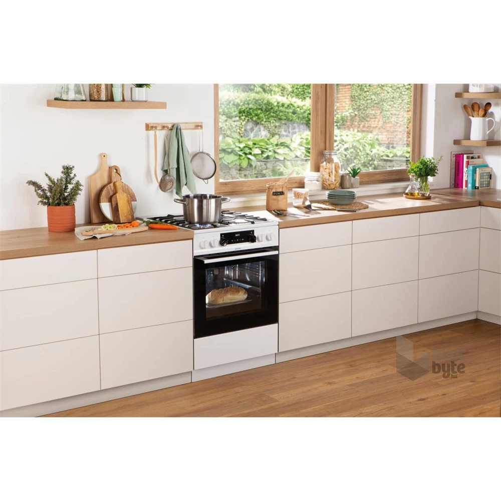 Gorenje KS6350WF fehér, szabadonálló, gáz, kombinált, főzőzóna: 4, sütő:71L, grill, tűzhely
