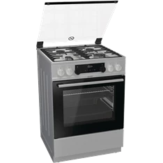 Gorenje KS6350XF inox, szabadonálló, gáz, kombinált, főzőzóna: 4, sütő:71L, grill, tűzhely
