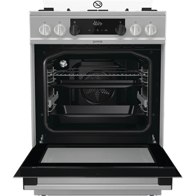 Gorenje KS6350XF inox, szabadonálló, gáz, kombinált, főzőzóna: 4, sütő:71L, grill, tűzhely