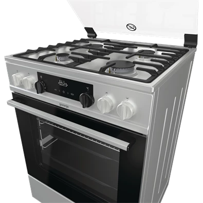 Gorenje KS6350XF inox, szabadonálló, gáz, kombinált, főzőzóna: 4, sütő:71L, grill, tűzhely