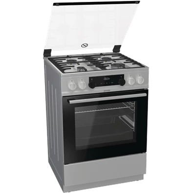 Gorenje KS6350XF inox, szabadonálló, gáz, kombinált, főzőzóna: 4, sütő:71L, grill, tűzhely