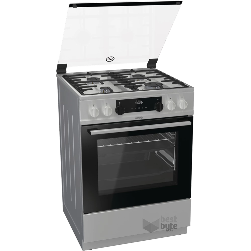 Gorenje KS6350XF inox, szabadonálló, gáz, kombinált, főzőzóna: 4, sütő:71L, grill, tűzhely