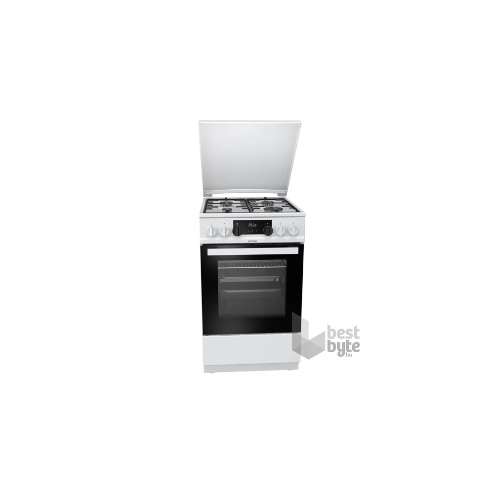Gorenje K5341WH-B fehér, szabadonálló, gáz, kombinált, főzőzóna: 4, sütő:70L, grill, tűzhely