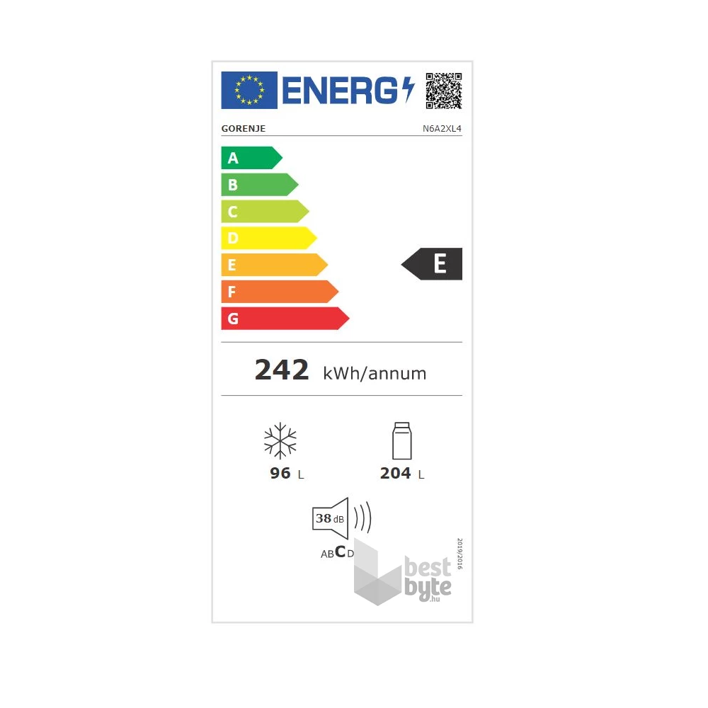 Gorenje N6A2XL4 inox, alulfagyasztós, Hűtő:204L, Fagyasztó:96L, No frost Plus hűtőszekrény