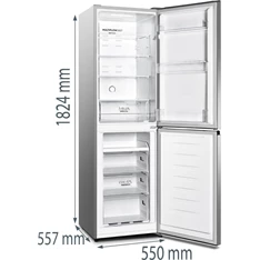 Gorenje NRK418DCS4 szürke, alulfagyasztós, Hűtő:171L, Fagyasztó:85L, No frost hűtőszekrény