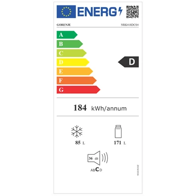 Gorenje NRK418DCS4 szürke, alulfagyasztós, Hűtő:171L, Fagyasztó:85L, No frost hűtőszekrény