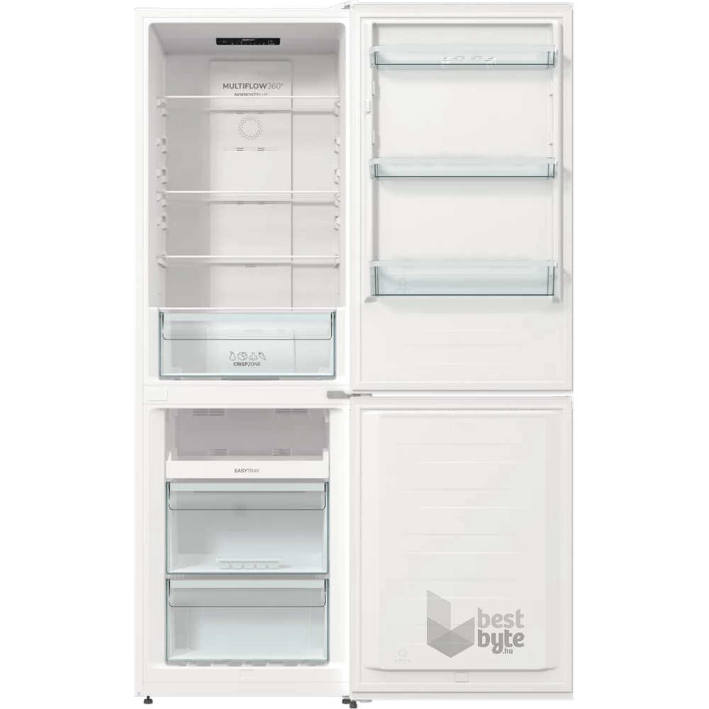 Gorenje NRK6191PW4 fehér, alulfagyasztós, Hűtő:204L, Fagyasztó:96L, No frost Plus hűtőszekrény