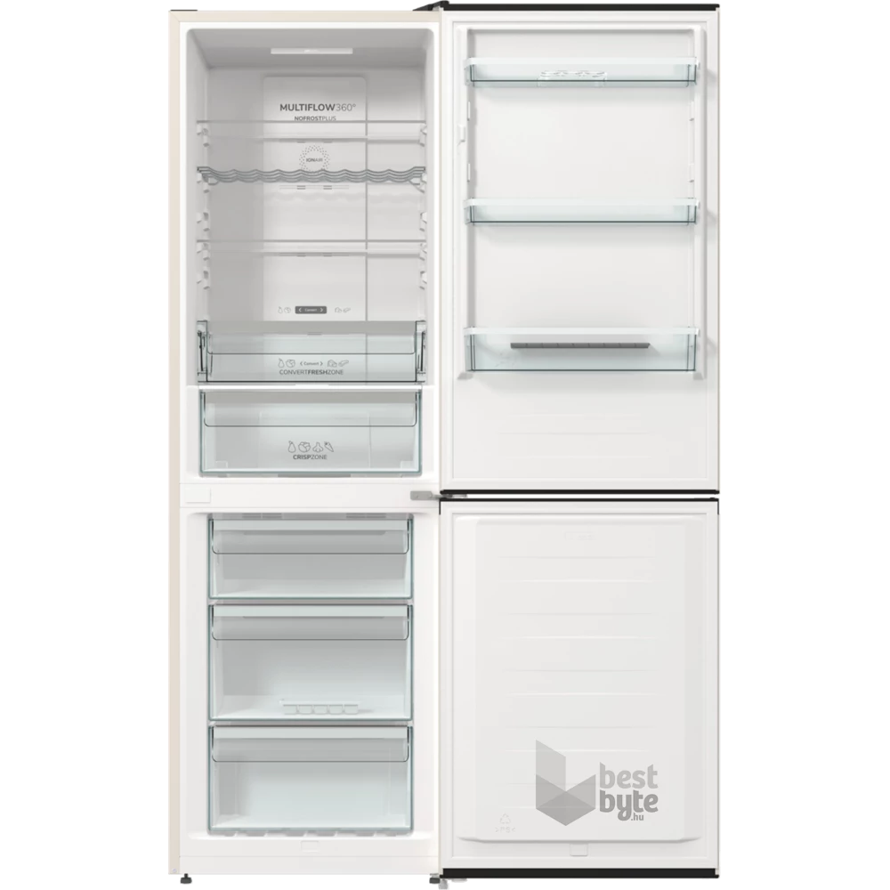 Gorenje NRK6192AC4 bézs, alulfagyasztós, Hűtő:204L, Fagyasztó:96L, No frost Plus hűtőszekrény