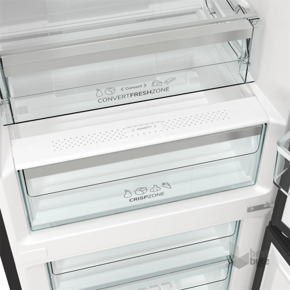 Gorenje NRK619EABXL4 fekete, alulfagyasztós, Hűtő:204L, Fagyasztó:96L, No frost Plus hűtőszekrény
