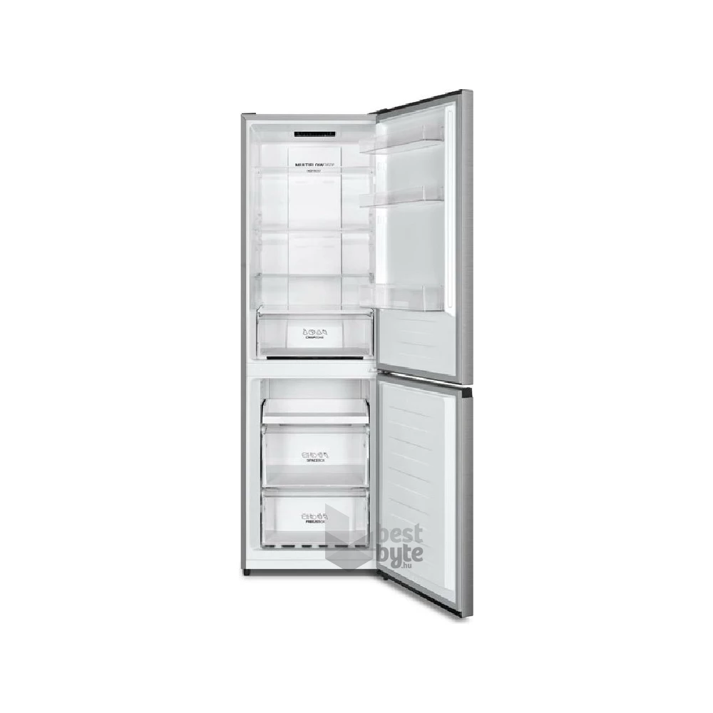 Gorenje NRK619EPXL4 inox, alulfagyasztós, Hűtő:207L, Fagyasztó:97L, No frost Plus hűtőszekrény