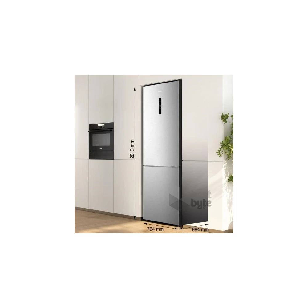 Gorenje NRK720EAXL4 szürke, alulfagyasztós, Hűtő:345L, Fagyasztó:150L, hűtőszekrény