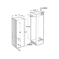 Gorenje NRKI517E62WF fehér, alulfagyasztós, beépíthető, Hűtő:176L, Fagyasztó:76L, No frost hűtőszekrény
