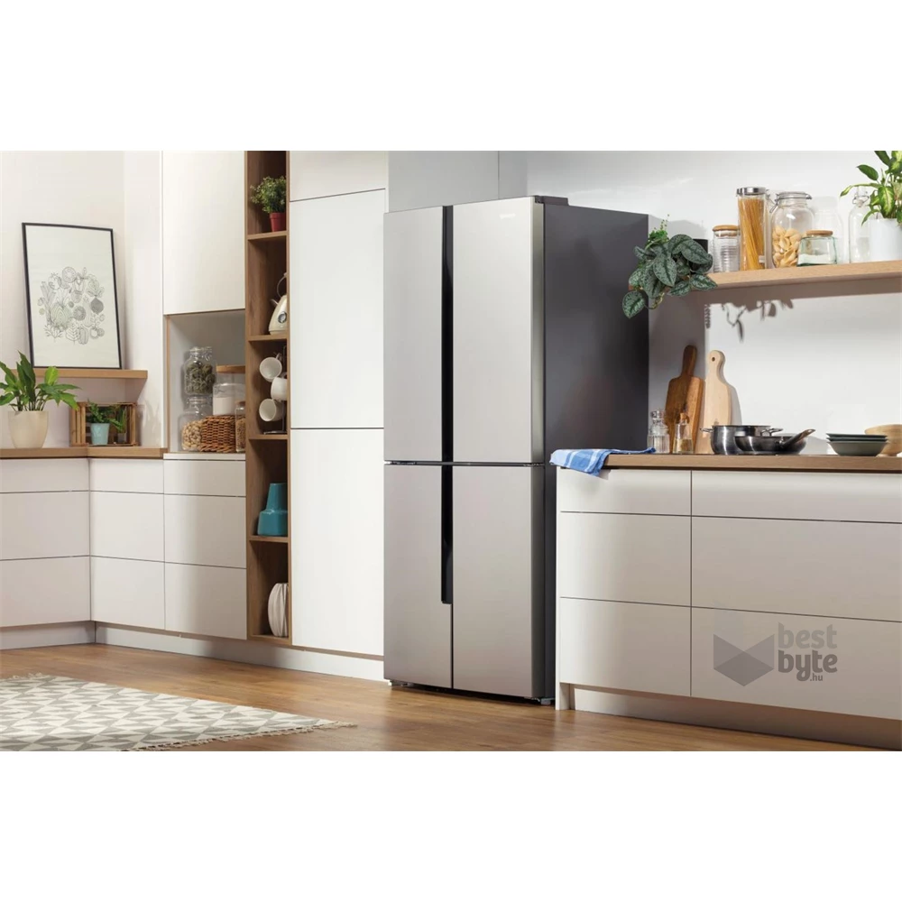Gorenje NRM8181MX Multi Door szürke, Side-by-Side, Hűtő:256L, Fagyasztó:149L, No frost hűtőszekrény
