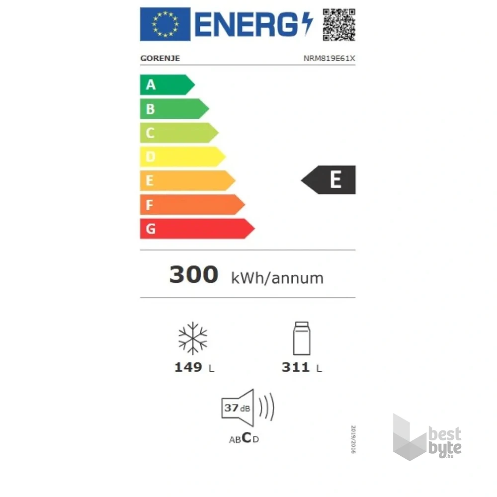 Gorenje NRM819E61X szürke, multidoor, Hűtő:311L, Fagyasztó:149L, No Frost Plus, hűtőszekrény