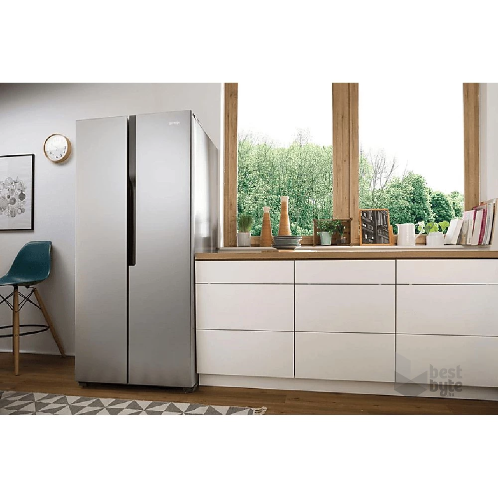 Gorenje NRS8182KX ezüst, Side-by-Side, Hűtő:266L, hűtőszekrény