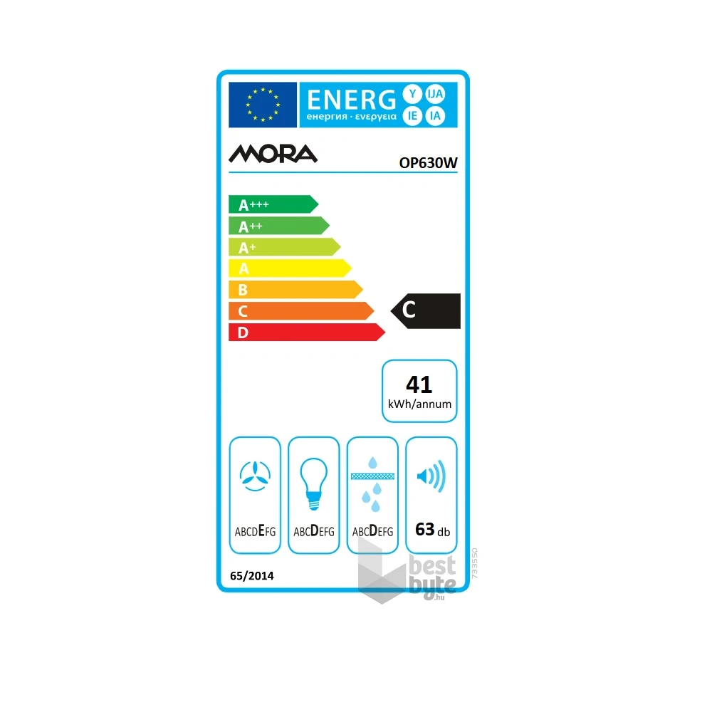 Mora OP630W fehér, hagyományos, méret:60cm, zajszint 63dB, páraelszívó