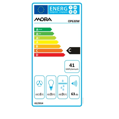 Mora OP630W fehér, hagyományos, méret:60cm, zajszint 63dB, páraelszívó