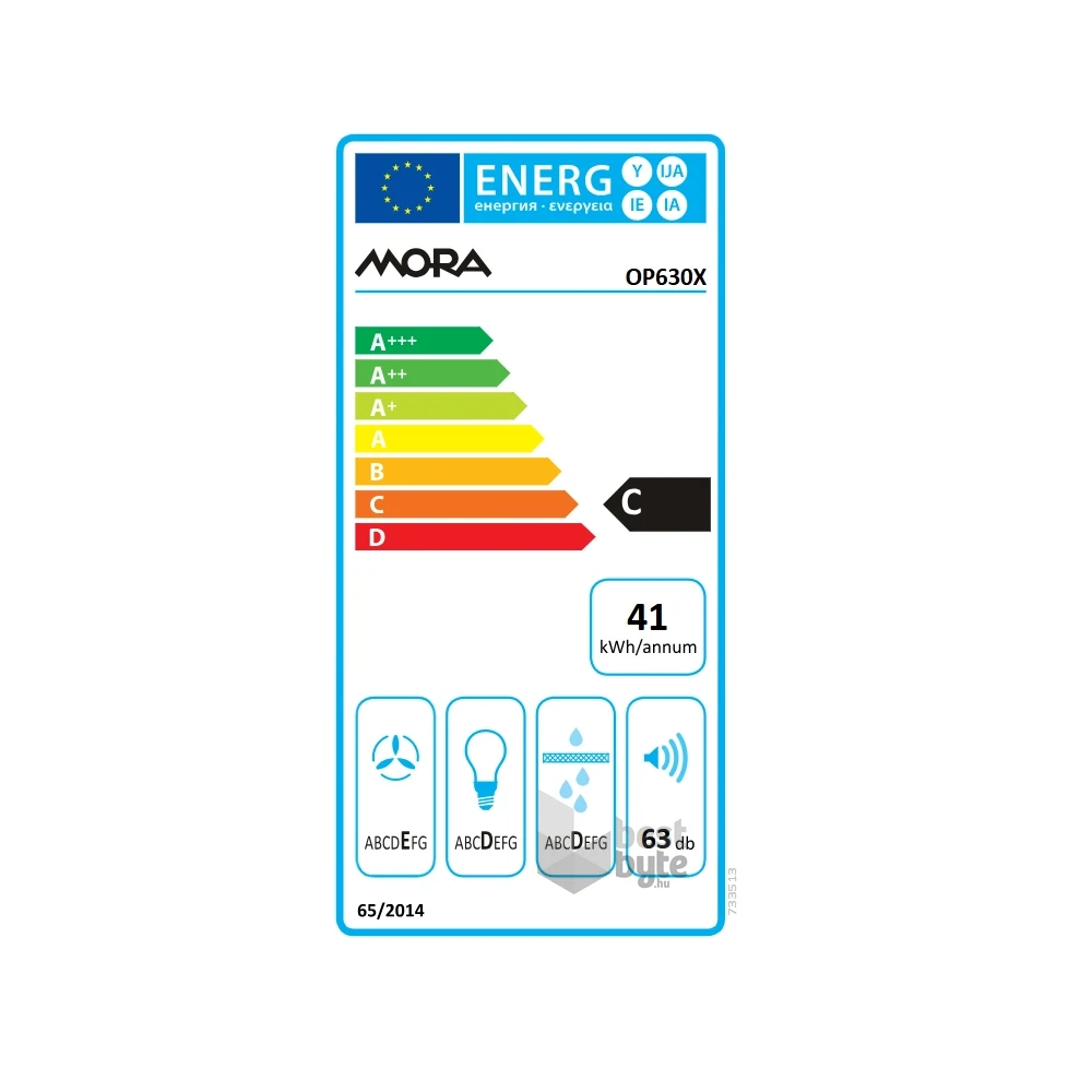 Mora OP630X ezüst, hagyományos, méret:60cm, zajszint:63dB, páraelszívó
