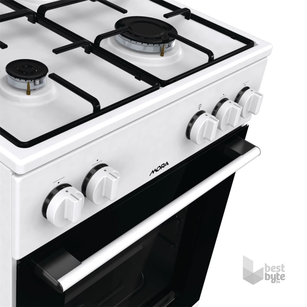 Mora P2241AW1 fehér, szabadonálló, gáz, kombinált, főzőzóna:4, sütőtér:61L, tűzhely