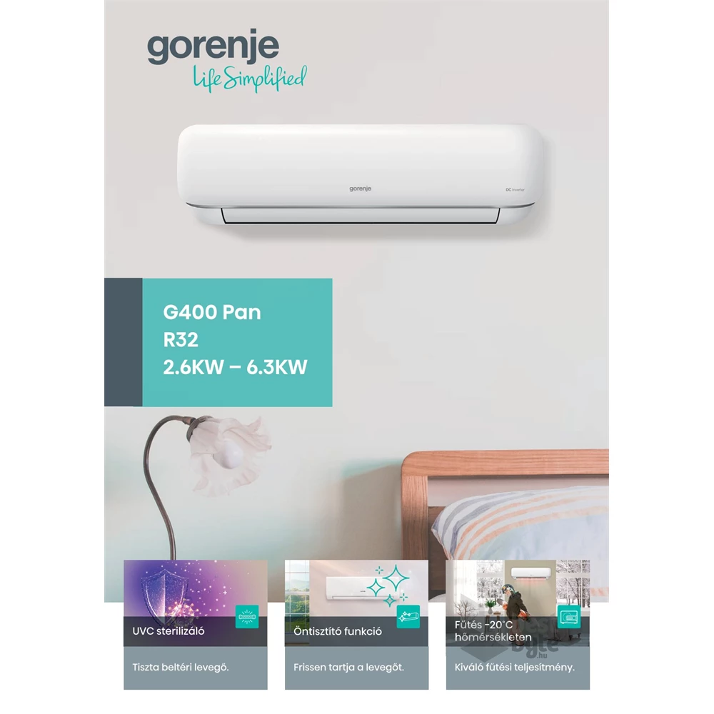 Gorenje Pandora 2,6KW split klíma csepptálca fűtéssel, beépített WIFI PANDORA26 KG