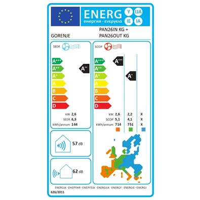 Gorenje Pandora 2,6KW split klíma csepptálca fűtéssel, beépített WIFI PANDORA26 KG