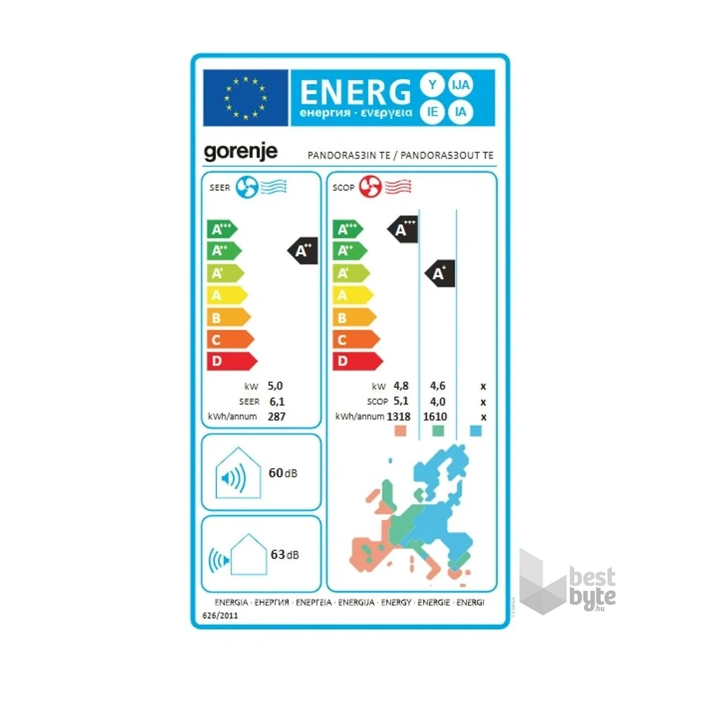 Gorenje Pandora 5,3KW split klíma csepptálca fűtéssel, beépített WIFI PANDORA53 KG