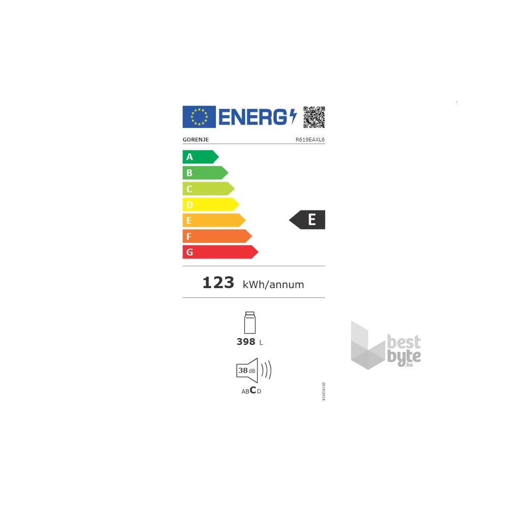 Gorenje R619EAXL6 inox, egyajtós, Hűtő:398L, hűtőszekrény