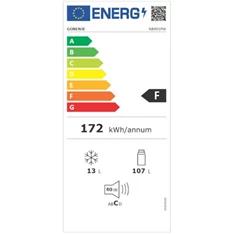 Gorenje RB491PW fehér, egyajtós, Hűtő:106L, Fagyasztó:14L, hűtőszekrény