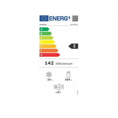 Gorenje RBI409EP1 fehér, egyajtós, beépíthető, Hűtő:104L, hűtőszekrény