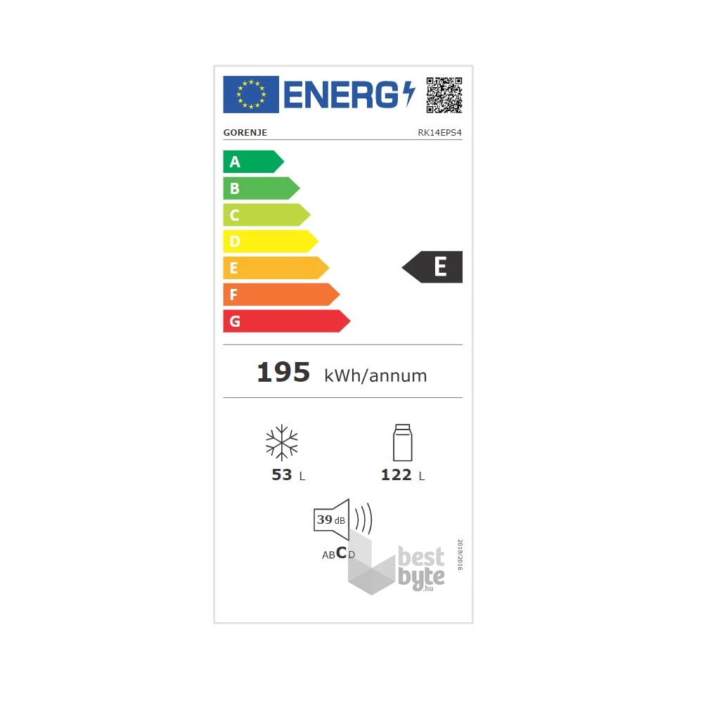 Gorenje RK14EPS4 ezüst, alulfagyasztós, Hűtő:122L, Fagyasztó:53L, hűtőszekrény