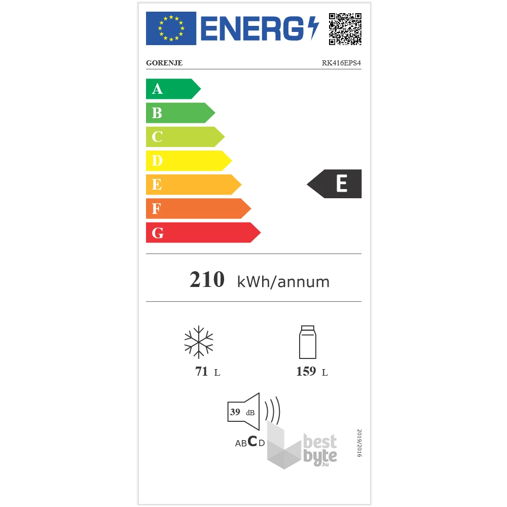 Gorenje RK416EPS4 szürke, alulfagyasztós, Hűtő:159L, Fagyasztó:71L, hűtőszekrény