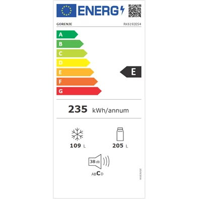 Gorenje RK6192ES4 fémszürke, alulfagyasztós, Hűtő:208L, Fagyasztó:112L, hűtőszekrény