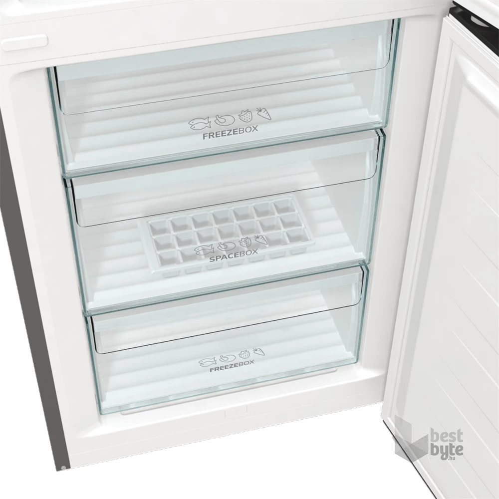 Gorenje RK6202ES4 inox, alulfagyasztós, Hűtő:239L, Fagyasztó:110L, FrostLess hűtőszekrény