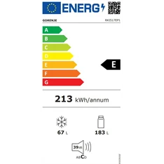 Gorenje RKI517EP1 beépíthető,alulfagyasztós, Hűtő:183L, Fagyasztó:67L, hűtőszekrény